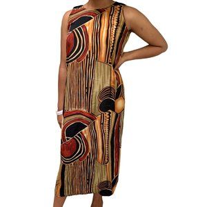 Size Large Women's Vintage ICI Abstract Sleeveless Dress
